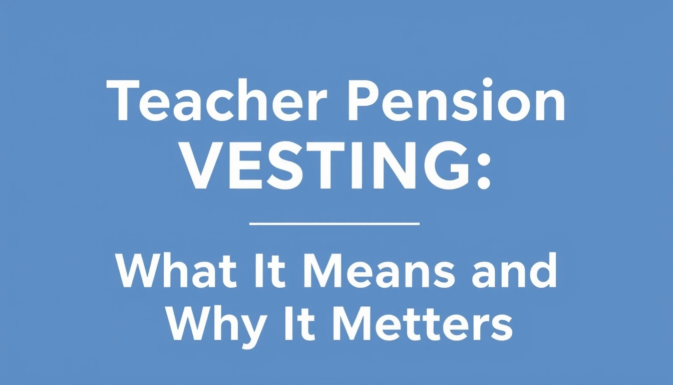 Teacher Pension Vesting: What It Means and Why It Matters Teacher Pension Vesting: What It Means and Why It Matters